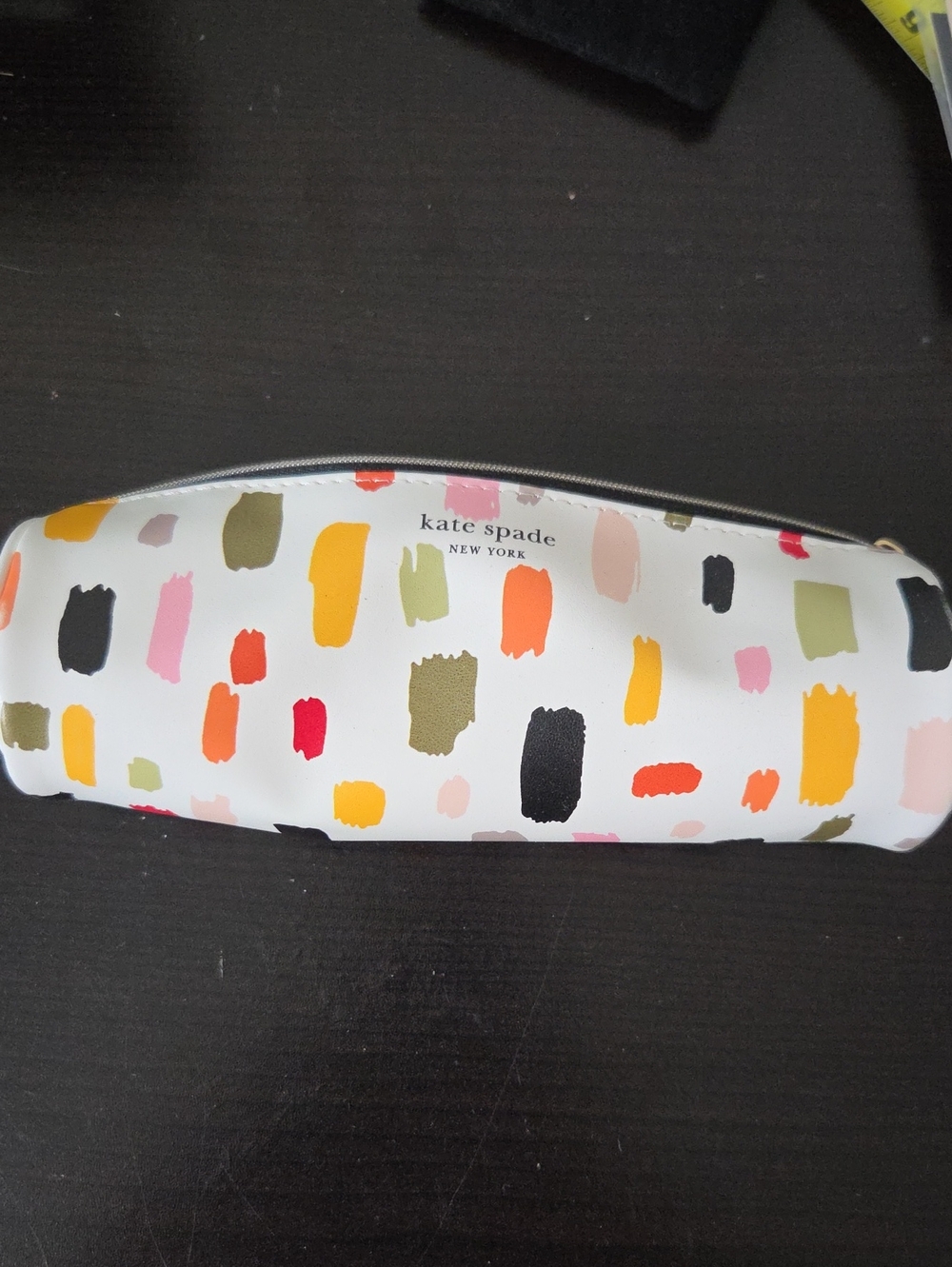 kate spade White Cosmetic Pouch with Multicolor Brushstroke Spots
